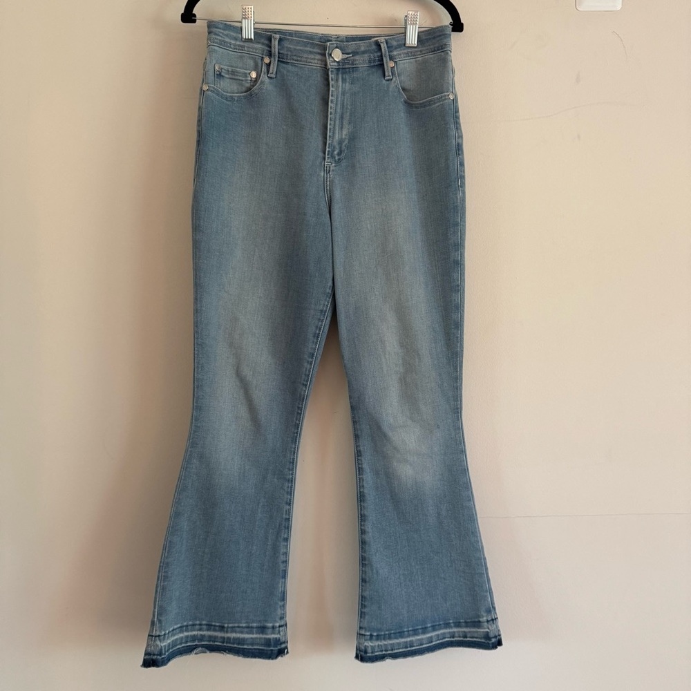 Jazmin Chebar Flare Jeans Light Wash High Rise Stretch Denim
